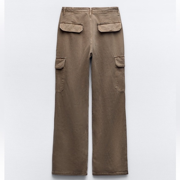 Zara straight leg cargo pants with high waist NWT - Picture 6 of 8